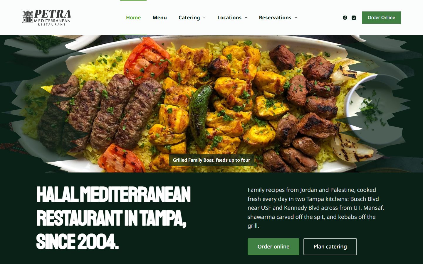 The Petra Mediterranean Restaurant website